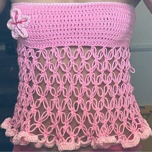 Pink Crochet Crop Top
